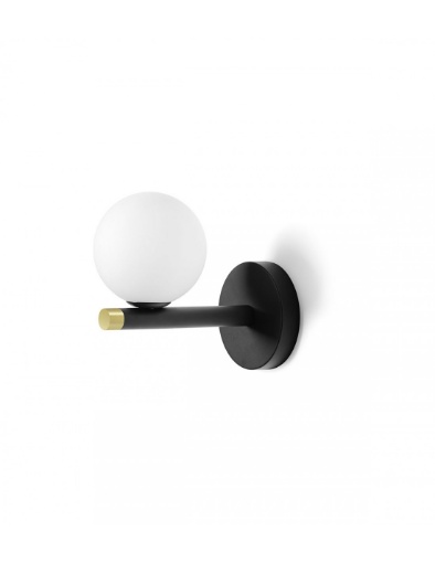 Immagine di Applique Moderna Nera Sfera Vetro Bianco 1xG9 Pomì Miloox