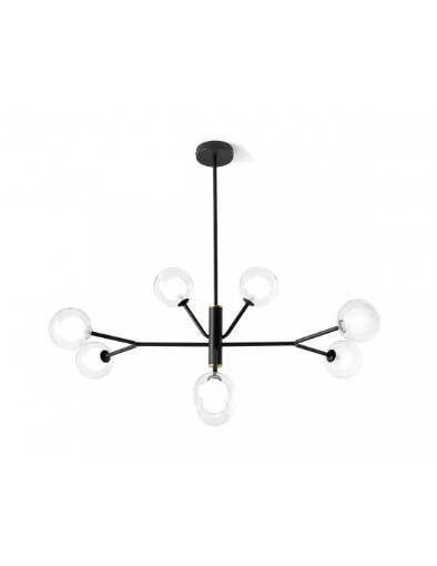 Immagine di Lampadario Salotto Moderno Nero 8 Sfere Vetro Cosmo L90 cm Miloox