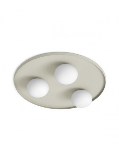 Immagine di Lampada Soffitto Parete Moderna Grigio Perla 3 Sfere Bianche Pot Miloox