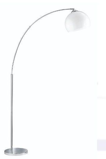 Immagine di Piantana ad Arco Brasilia Cromo Paralume Bianco E27 H180 cm Trio Lighting