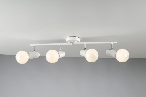 Immagine di Lampada Binario Da Soffitto 4 Luci Led E27 Spot Direzionabili Punto Fan Europe