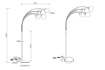 Immagine di Piantana Arco Design 5 Sfere Vetro Fumé Balini Antracite Trio Lighting