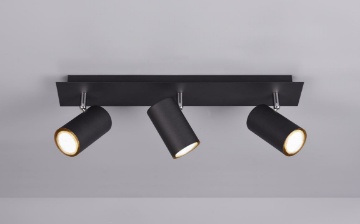 Immagine di Piastra Soffitto 3 Faretti Spot Orientabili Marley Nero Trio Lighting