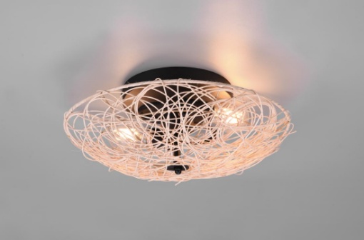 Immagine di Plafoniera Lovis Paralume Reticolato Rattan Finitura Naturale Trio Lighting