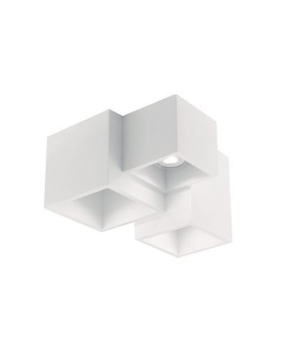 Plafoniera Cubi Gesso Bianco Verniciabile Squadrato 3xGU10