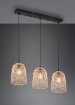 Immagine di Sospensione 3 Luci Lovis Paralume Reticolato Rattan Finitura Naturale Trio Lighting