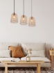 Immagine di Sospensione 3 Luci Lovis Paralume Reticolato Rattan Finitura Naturale Trio Lighting