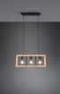 Immagine di Sospensione Agra Struttura Nera e Cornice Legno Naturale 3xE27 Trio Lighting