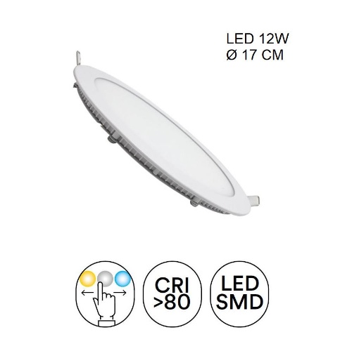 Immagine di Incasso Rotondo 170 mm Ultra Sottile Bianco Led CCT 12w Luce Selezionabile