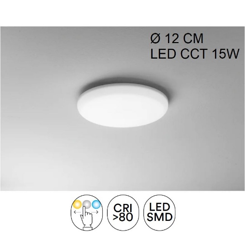 Immagine di Incasso Rotondo Effetto Plafoniera Led CCT 15w Luce Selezionabile D.12 cm