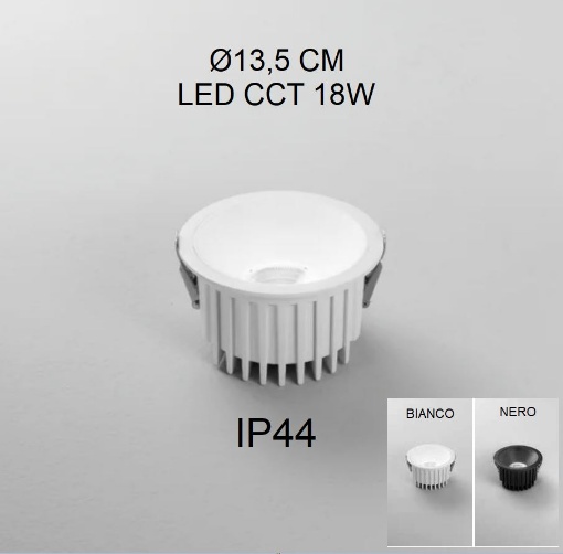 Immagine di Incasso Rotondo Led CCT 18w Luce Selezionabile 135 mm IP44