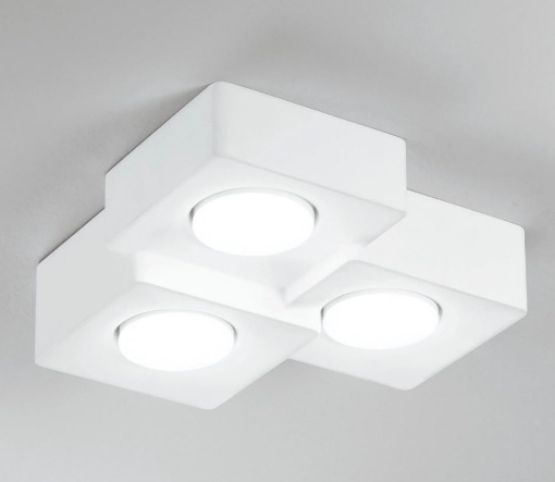 Immagine di Plafoniera Quadrati In Gesso Verniciabile 3 Luci Gx53 Led