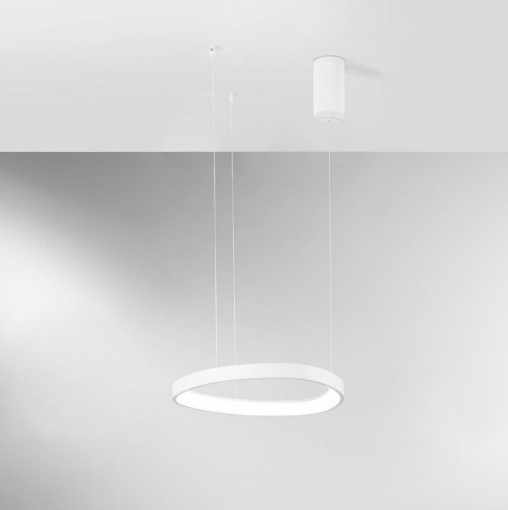 Immagine di Lampadario Led Ovale Bianco D.45 cm Con Luce Selezionabile