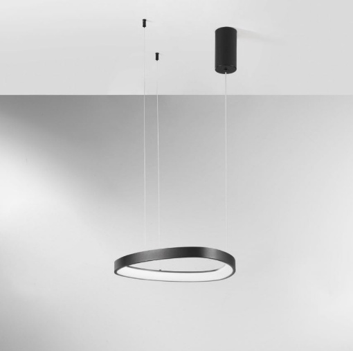 Immagine di Lampadario Led Ovale Nero D.45 cm Con Luce Selezionabile