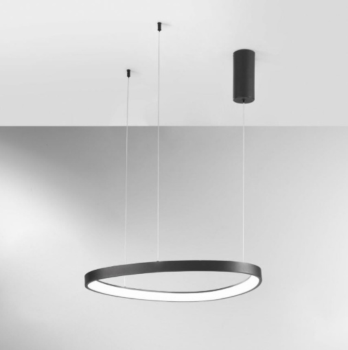 Immagine di Lampadario Ovale Nero D.65 cm Led CCT Con Luce Selezionabile