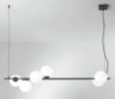 Immagine di Lampadario Orizzontale 6 Luci Nero Con Sfere Bianche Enoire Design Fan Europe