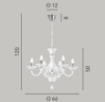 Immagine di Lampadario Classico Vetro Soffiato Bianco 6xE14 Soffio Fan Europe