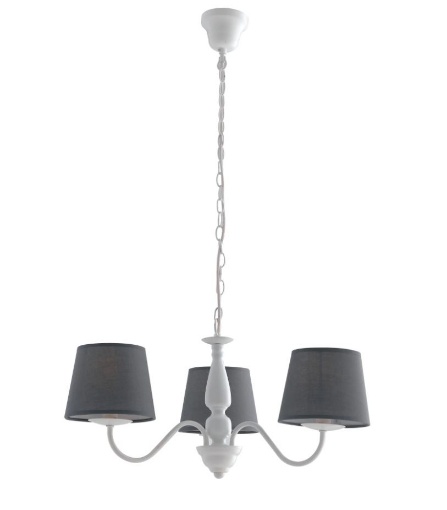 Immagine di Lampadario Shabby Bianco 3 Luci Paralumi Grigio Favola Fan Europe