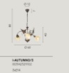 Immagine di Lampadario Rustico Autunno Metallo Foglie 3 Luci Fan Europe