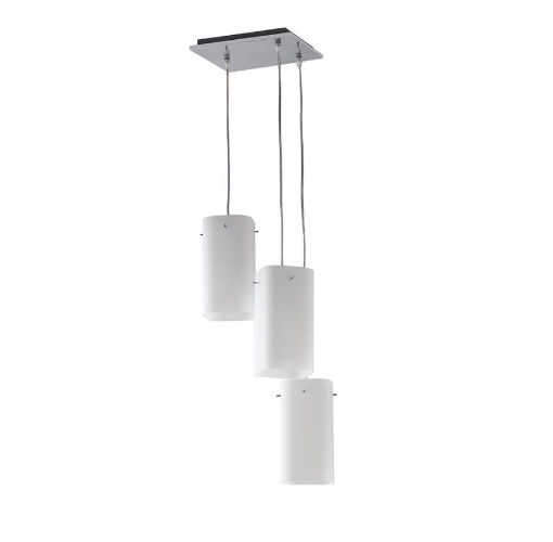 Immagine di Lampadario Moderno 3 Pendenti Vetro Squadrato Bianco Square Fan Europe