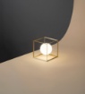 Immagine di Lampada Da Tavolo Cubo Metallo Oro Sfera Vetro Cube Perenz 6692 OR