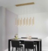 Immagine di Lampadario Rettangolare Oro Cilindri Pendenti 13 Luci Led CCT Luce Selezionabile