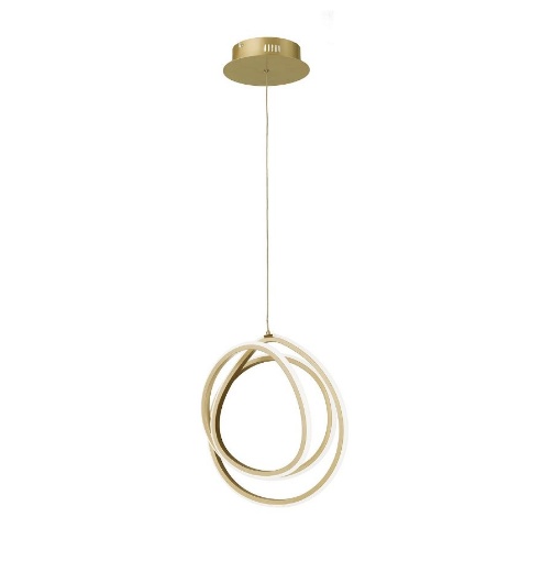 Immagine di Sospensione Cerchi Luminosi Oro Led Dimmerabile 28w Golden Ondaluce