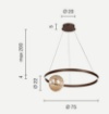 Picture of Lampadario Anello Led 46w Dimmerabile Marrone Con Sfera Vetro Lisboa Ondaluce