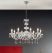 Immagine di Lampadario Classico 8 Luci Vetro E Cristallo Dallas Cromo Ondaluce