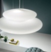 Immagine di Lampadario Moderno Doppio Vetro Bianco Pagoda 60 cm Ondaluce