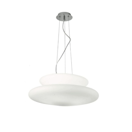 Immagine di Lampadario Moderno Doppio Vetro Bianco Pagoda 50 cm Ondaluce