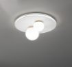 Immagine di Plafoniera Rotonda 2 Diffusori Sfere Vetro Bianco Led 38w Inserti Ottone Ball Perenz 8002 B LC