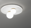 Picture of Plafoniera Rotonda 2 Diffusori Sfere Vetro Bianco Led 38w Inserti Ottone Ball Perenz 8002 B LC