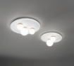 Immagine di Plafoniera Rotonda 2 Diffusori Sfere Vetro Bianco Led 38w Inserti Ottone Ball Perenz 8002 B LC