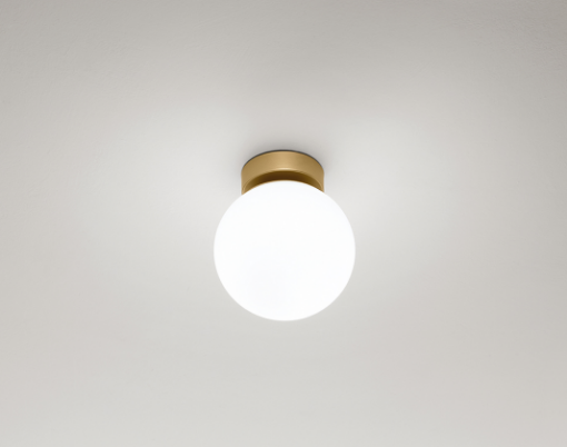 Immagine di Lampada da Soffitto o Parete Base Oro e Paralume Sfera Vetro Bianco 1xE14 Maga Perenz 8072 OR