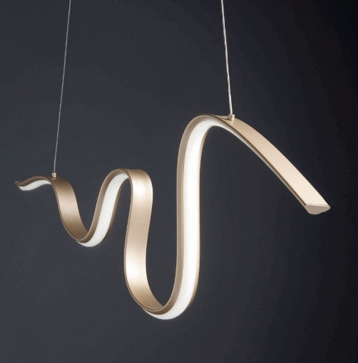 Immagine di Lampadario Profilo Led Design Ondulato Dimmerabile 3000K Snake Oro Ondaluce