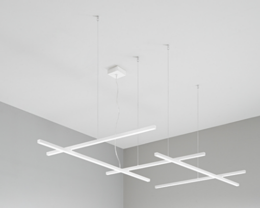 Immagine di Lampadario Moderno Bianco Soggiorno Bacchette Led CCT Net Perenz 8082 B CT