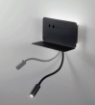 Immagine di Applique Led Da Lettura Con Mensola e Porta Usb Stan Nero Ondaluce