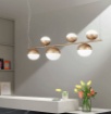 Immagine di Lampadario Per Salotto 6 Luci Led 49w 3000k Oro Con Sfere Vetro Mali Ondaluce