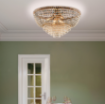 Immagine di Lampadario da Soffitto Classico Oro Lucido con Cascata Strass Wagner 6xE14 Bonetti