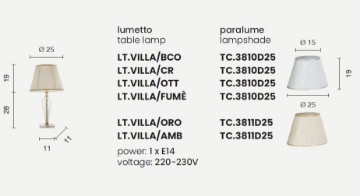 Lampada da comodino abat jour design classico con paralume MS-170