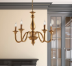 Immagine di Lampadario Artigianale Lucca 5 Bracci Legno Oro Anticato Ø62 cm Bonetti