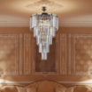 Immagine di Elegante Lampadario Oro con Ripiani Losanghe Vetro e Cristallo Schubert 7xE14 Bonetti 