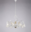 Picture of Lampadario Rustico Bianco Shabby con Decori Foglia Oro Cesto 8 Luci Bonetti  