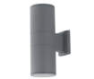 Immagine di Applique Cilindro Grigio Silver Biemissione 2xE27 Luce Sopra-Sotto IP44