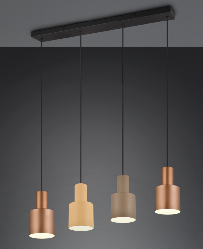 Immagine di Lampadario Per Tavolo 4 Luci Con Paralumi Metallo Multicolor Agudo Trio Lighting 