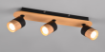 Immagine di Lampada Aruni Design Scandinavo 3 Spot Orientabili Nero e Legno 3xGU10 Trio Lighting 