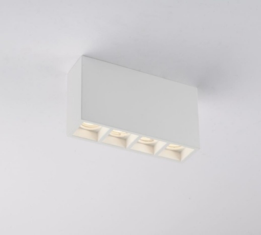 Immagine di Lampada Soffitto Rettangolare Gesso Verniciabile 4 Led GU10 Hapis RT4 Fan Europe