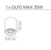 Immagine di Faretto Cilindro Da Soffitto D.10 cm Led GU10 Town R Bianco Intec Light