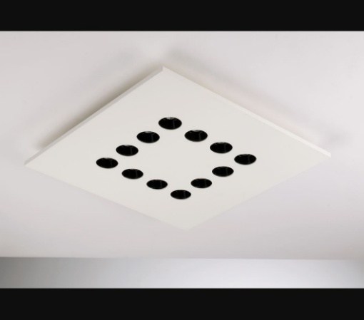 Immagine di Plafoniera Quadrata In Gesso Verniciabile 12 Luci Led CCT Xico 50x50 cm Fan Europe